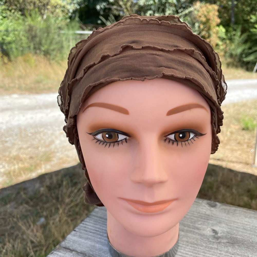 Light Brown Ruffled Chemo Beanies cancer and alopecia cap beanie New